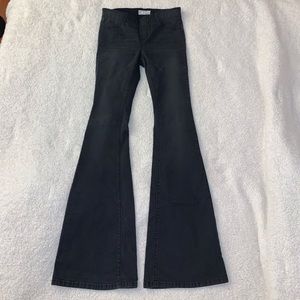 Free People Black Flare Pull On Jeans